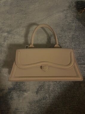 Structured Top-Handle Mini Bag in Beige
